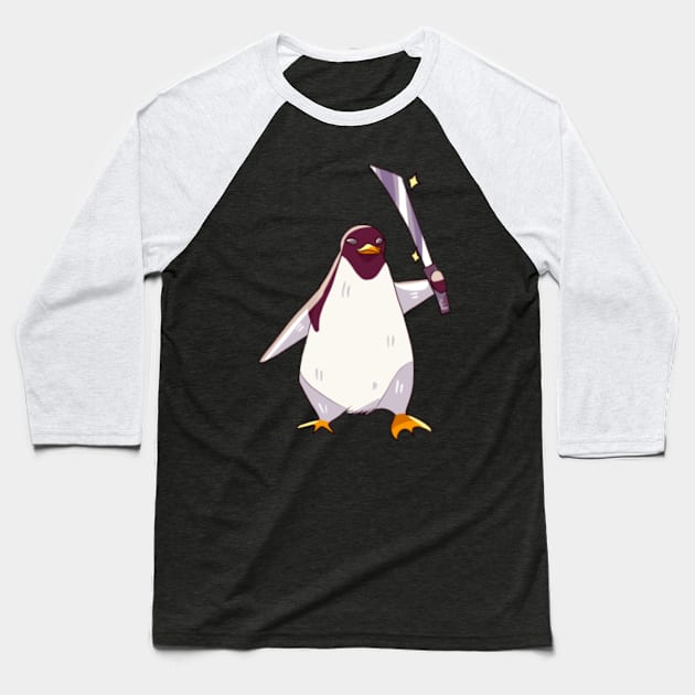 Penguin with machete Baseball T-Shirt by Mob0